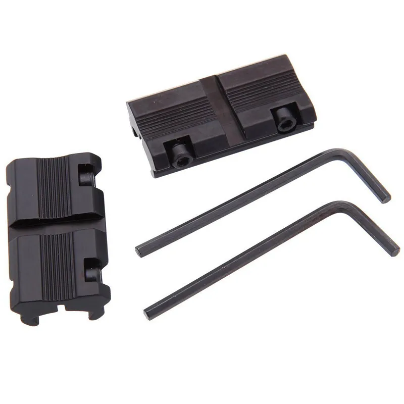 2PCS SCOUGH Adaptér Montáž základňu 11 mm rybárováka do 20 mm tkáč Picatinny Rail Mounter Converter 9,5 mm -10 mm dovovka