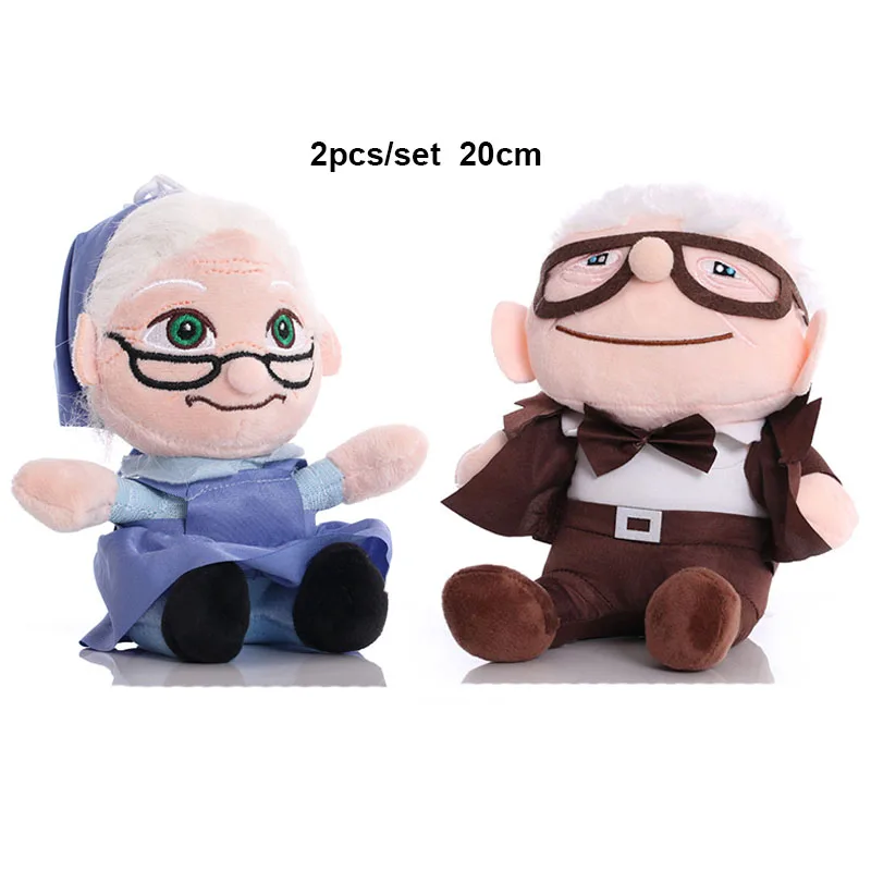 2pcs/set 15/20cm Brinquedos film Up Carl Grandfather babička karikatúra plnené mäkké plyšové hračky Carl Up Plushes Kids Darček