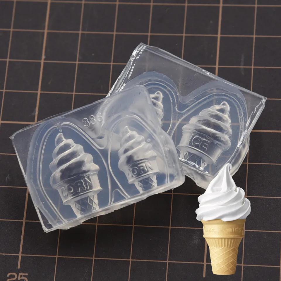 2pcs set 3D hrnčiarska hlinená miniatúrna zmrzlina Silikónová forma