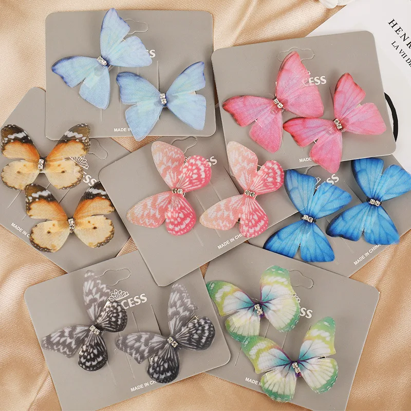 2pcs/set farebný motýľový vlásenka pre ženy dievčatá dievča sladké vlasy ozdoba klip Dievčatá Roztomilé klipy na vlasy čelenky Darček