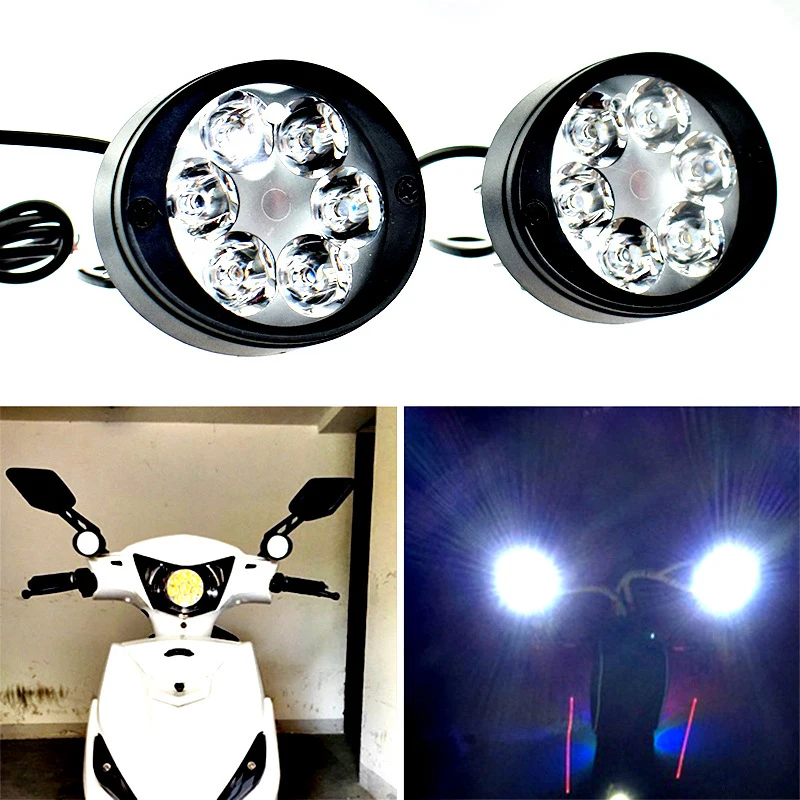 2pcs set motocyklové svetlomet hmly hnacie svetlá prednej hlavy 6 LED 12V-85V