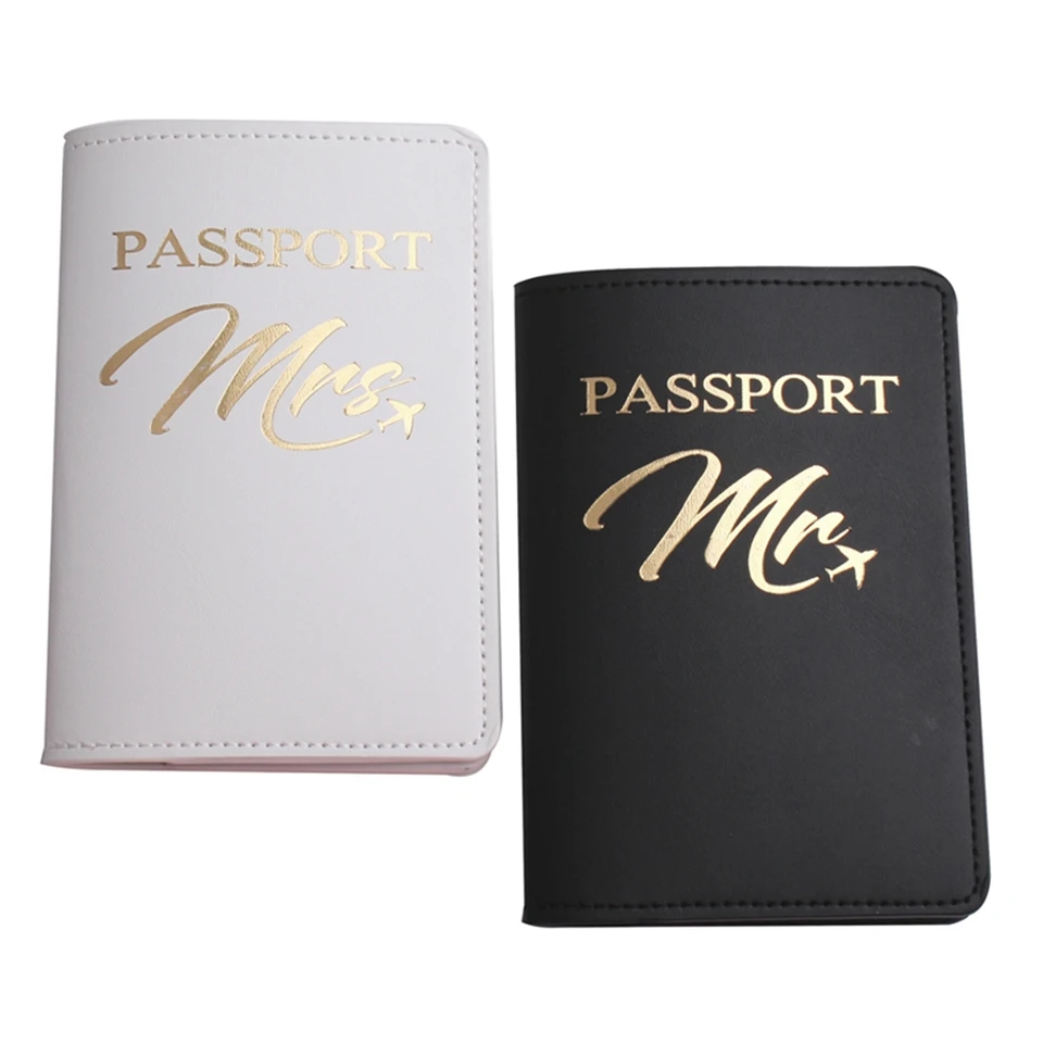 2pcs Set MR/MRS Lovers Couples PU kožený pasový pasový kryt držiak cestovné doplnky Peňaženka pre ženy pre mužov