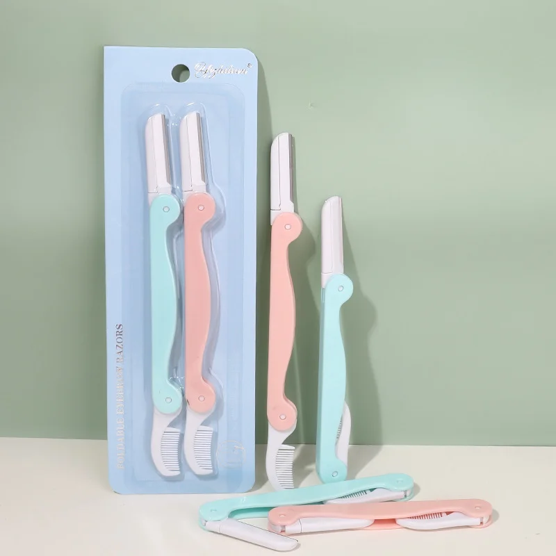 2pcs Set obočie Zastrihávače dvojité skladanie s hrebeňom z nehrdzavejúcej ocele Scrafers Beauty Tools Tools