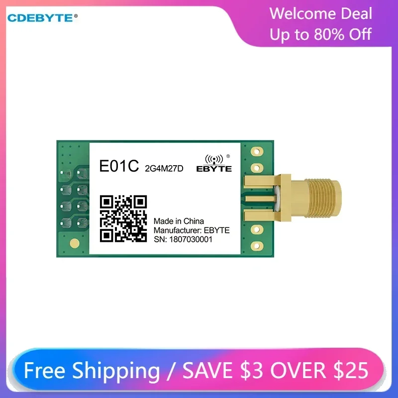 2PCS SI24R1 2.4G RF Wireless Modul CDEBYTE E01C-2G4M27D 27DBM 4KM SMA-K CI24R1 Vysoký výkonový pin do PIN NRF24L01+ SPI MODUL