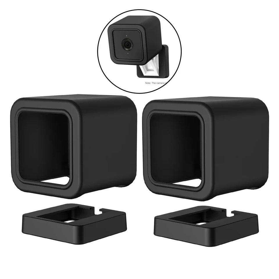 2pcs Silikone Skin Camera puzdro pre Wyze Cam V3, vnútorný vonkajší ochranný kryt odolný voči prachu pre Wyze Cam V3, čierny