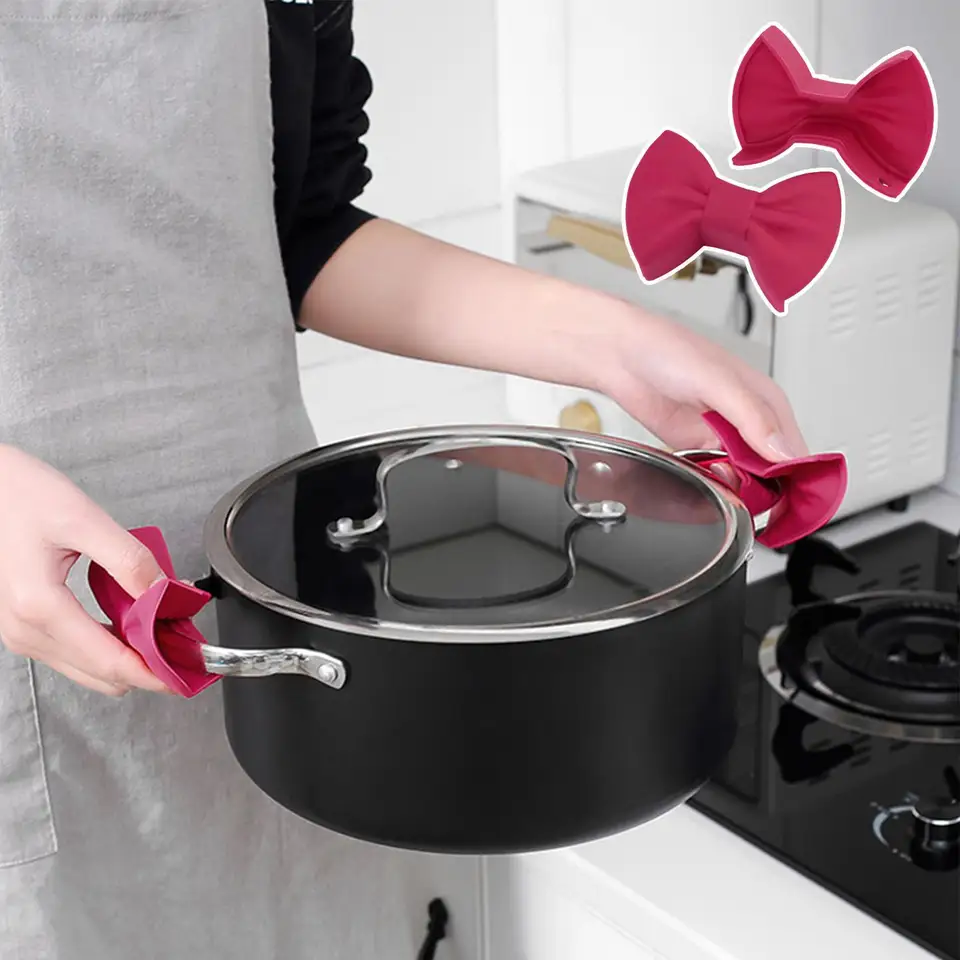 2pcs Silikónová rúra rukavice kreatívne tvare luky rukavice rukavice tepelne držiaky hrncov na varenie mini rúry Kuchynský náradie