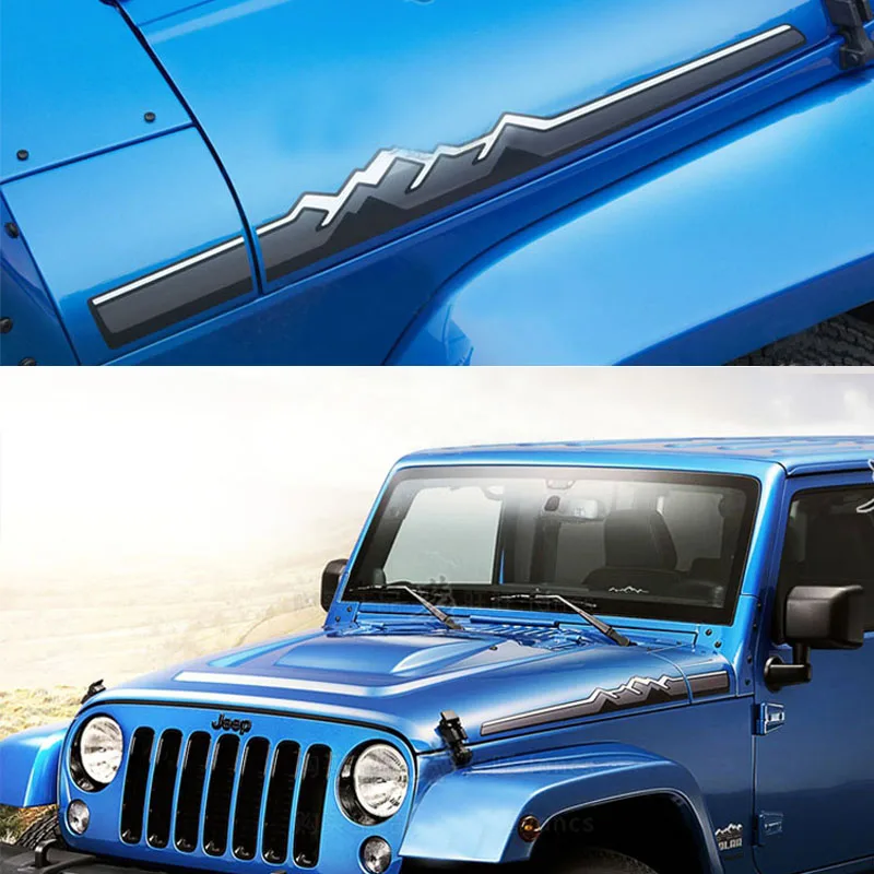 2pcs Sport Engine Hood Fender Side Mountain Sticker Decal Vinyl pre Jeep Wrangler Unlimited TJ JK JL