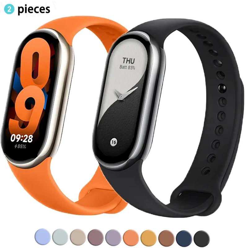 2pcs Sport Strap pre Xiaomi Mi Band 9-8-NFC Náhrada Miband9 Silikónový náramok Waterproof WatchBands Correa Xiaomi Mi Band 9