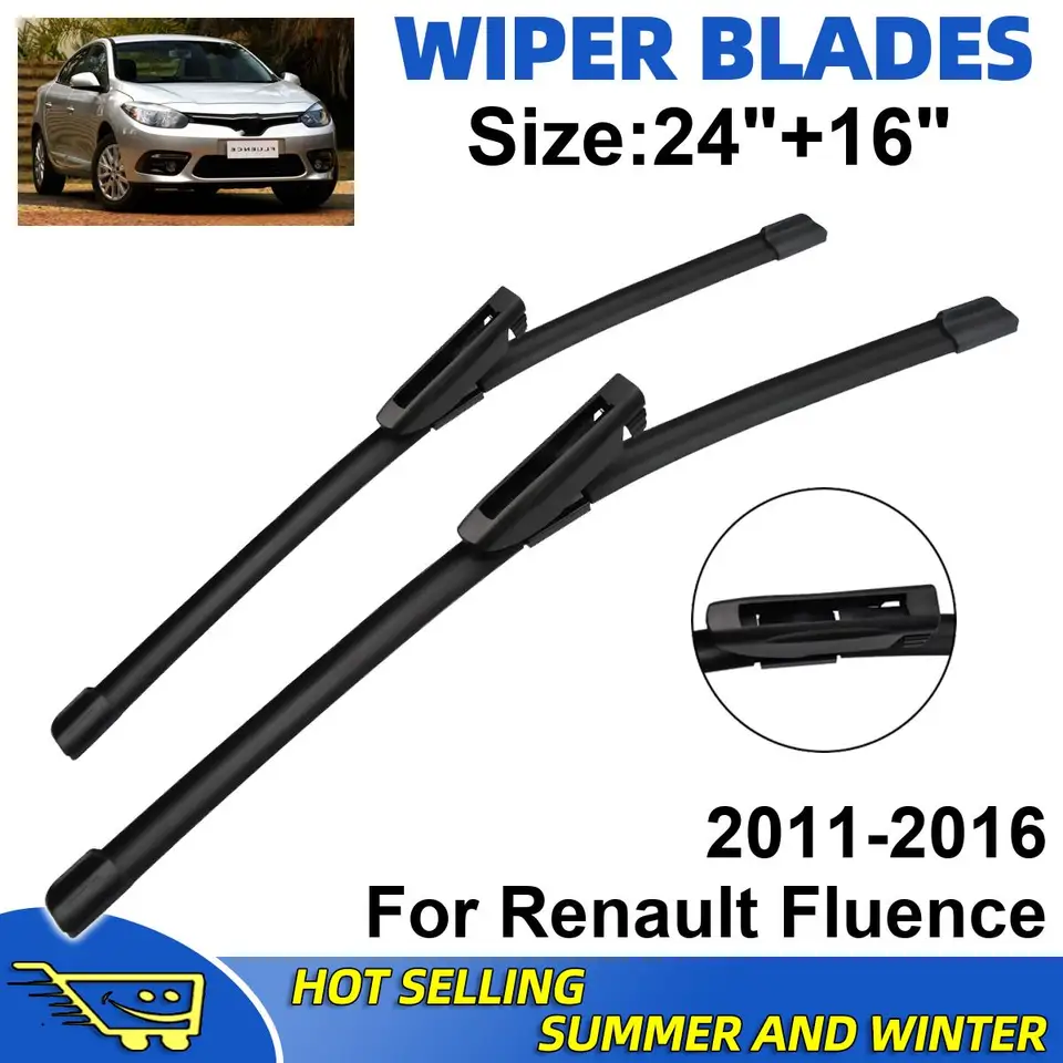 2PCS stieračové čepele súpravy pre Renault Fluence 2011-2016 Predné kefy na čelné sklo okenné príslušenstvo