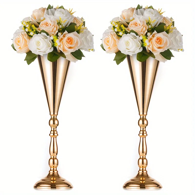 2pcs stolné kovové kovové svadobné kvetinové rohové vázy, 16,5 palca / 14 palcov DECOP DECOND DECONDESE, ARTIFICKÉ KVETOVÉ ARMESEL AISLE DOM DOMO