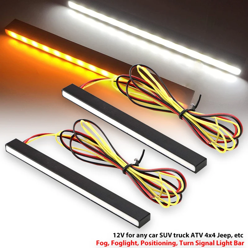2pcs Styling Car Slim-Fit White/Amber Sequential Blik Switchback LED biele denné svetlo Amber Turn Signal Blinker
