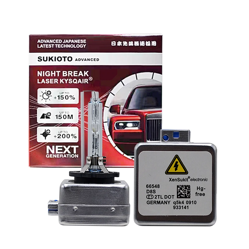 2pcs sukaoto pokročilé japonské nočné prestávky laser Kysqair D8S 66548 12V 25W PK32D-1 HID XENON SLOMIGLE Žiarovka D8S 6000K Svetlo auta