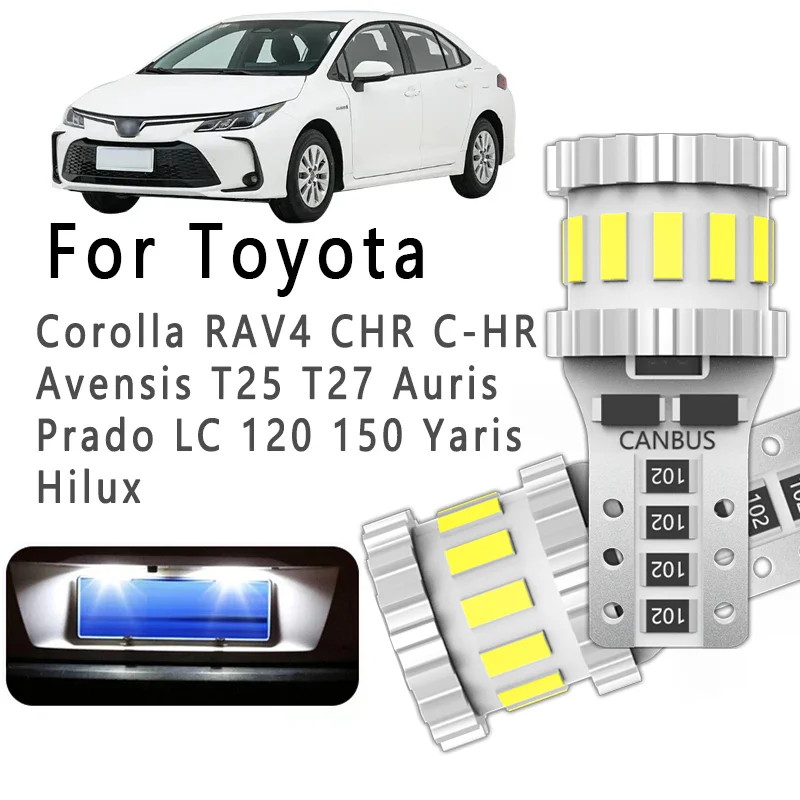 2PCS T10 LED žiarovky pre Toyota Corolla RAV4 YARIS HILUX CH CH C-HR AVENSIS T25 T27 AURIS PRADO LC 120 150 SVETLÁ SVETLIVOSŤ