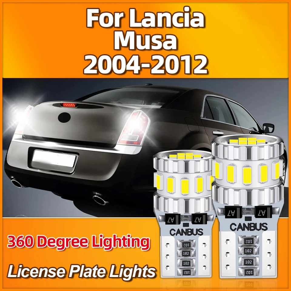 2PCS T10 W5W LED žiarovky 3400LM Vysoký jas LISTA LAMP 12V pre LANCIA MUSA 2004-2007 2008 2009 2009 2011 2011