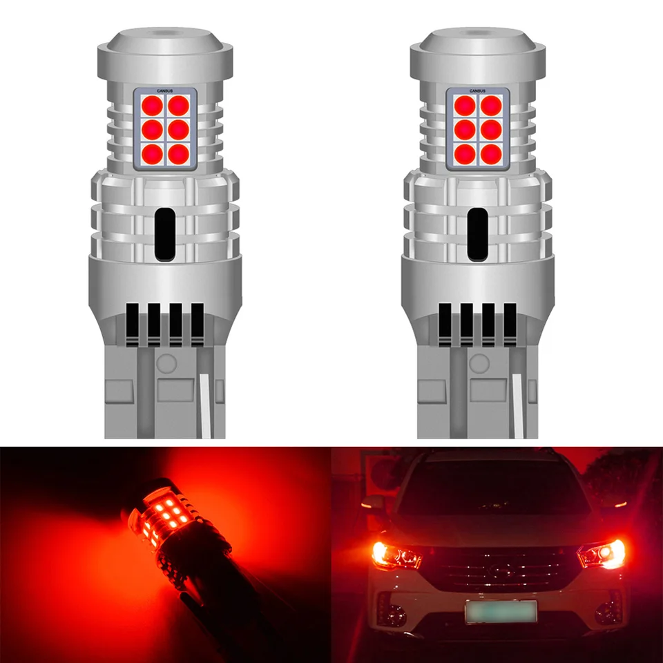 2PCS T20 WY21W 7440 W21W LED žiarovka pre LADA Audi BMW Volkswagen Ford 6500K White Red DRL Orange Denná záložná svetlo záložná žiarovka