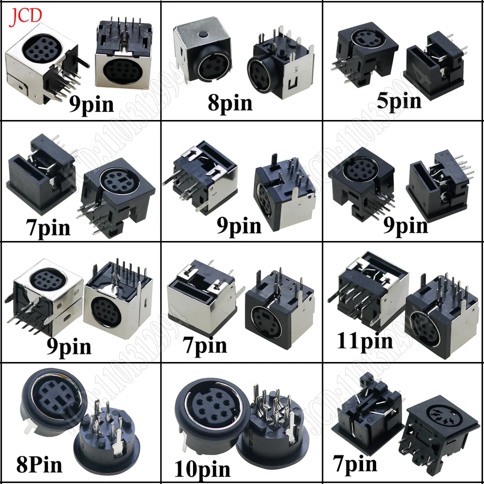 2PCS Terminál Audio Video Din ženský konektor soketu S-Video PCB Mount 3/4/5/6/8/9pin strieborný tón PS2 kruhový din mikro jack