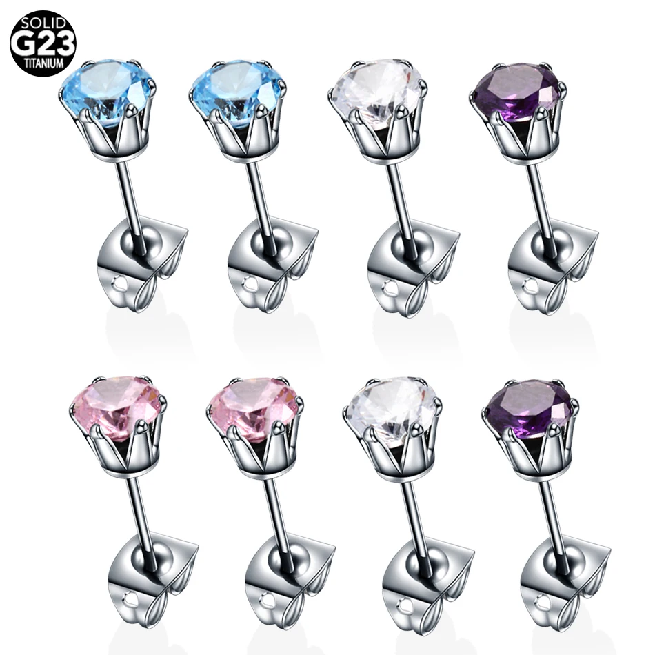 2pcs titánový uši Stud Stud Worterstone cz uší špirála Tragus chrupavka Stud Stužne Profesionálne pre uši piercing pištole dámske šperky