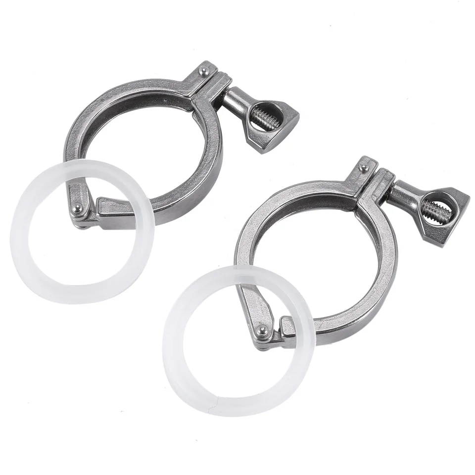 2pcs Tri-Clamp Oceľ Oceni Pin Load Duty Tri svorka s krídlovou maticou pre Ferrule TC s silikónovým tesnením 2 palce