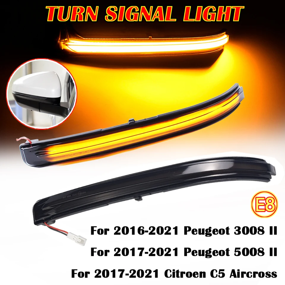 2pcs Turn Signal Svetlo pre Peugeot 3008 5008 2017 2018 2019 2020 2021 Dynamické LED blikajúce bočné bočné indikátory zrkadla Svetlá