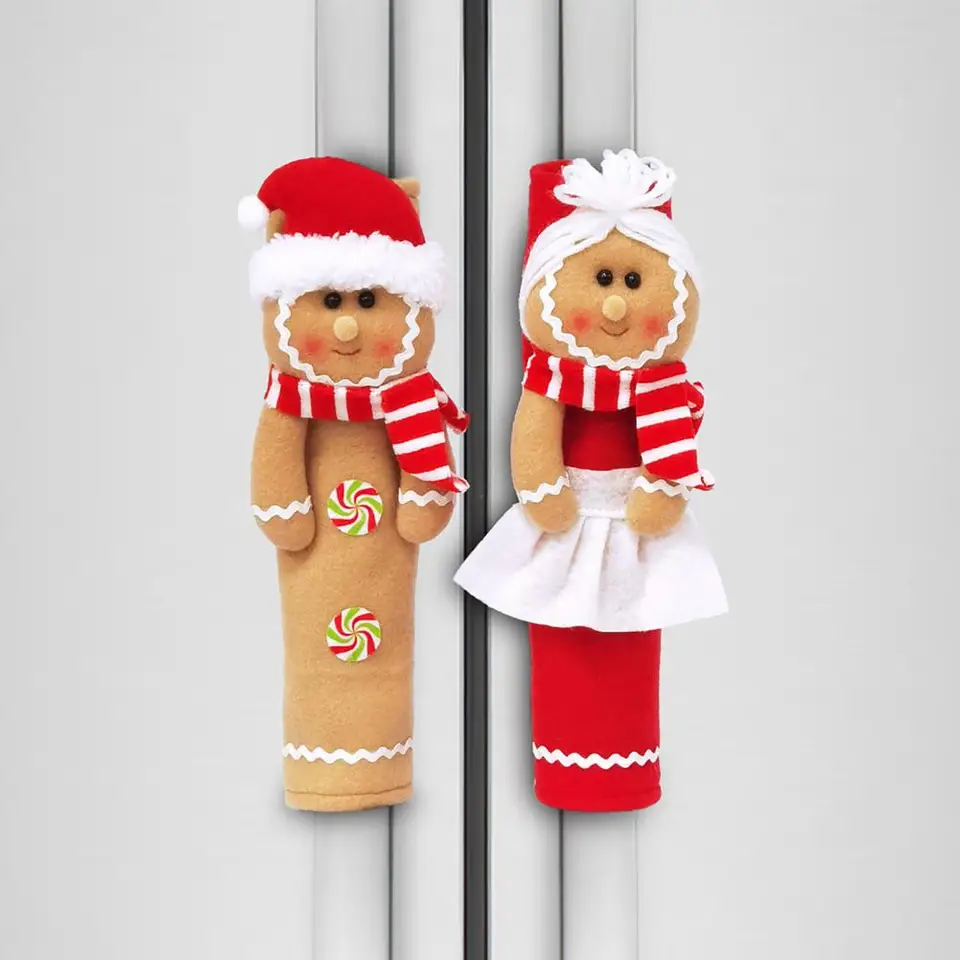 2pcs vianočná chladnička kryty rukoväte perníková mužská skrinka na kryty kuchynských spotrebičov