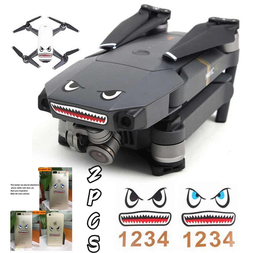 2pcs vodotesná nálepka žralok slepky na nálepky na nálepky s batériou Žiadne lepidlo pre DJi Mavic Mini/Mini/Mavic Air 2s/Air 2/Mavic Pro & Spark