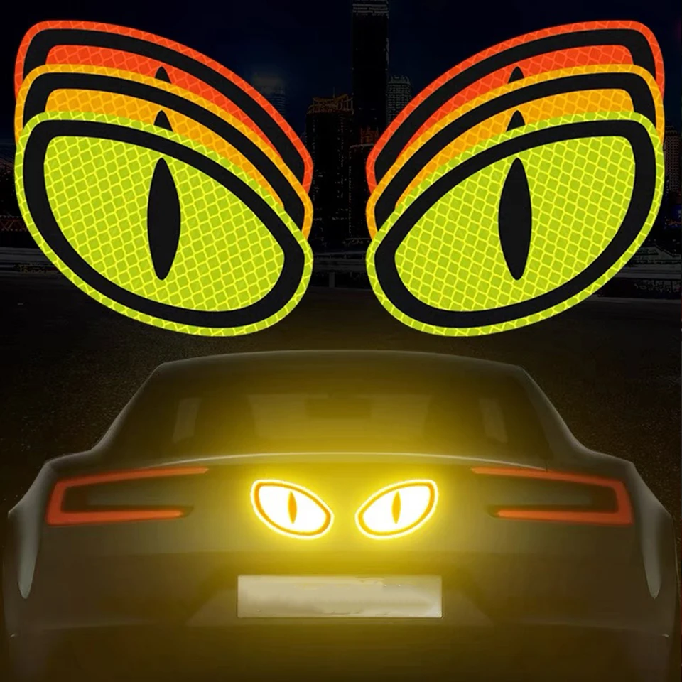 2pcs Výstražné vozidlo Reflexná bezpečnostná páska Nálepka na nálepku Cat-Eye Reflexná nálepka na nálepku automobilom Reflexné prúžky automobilový kamión Motocykel