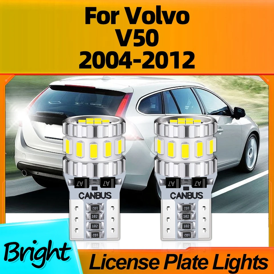 2PCS W5W LED ACON LIFFICKÁ DOPLNKA Svetlo T10 High Bright 6000k White for Volvo V50 2004 2005 2006 2007 2008 2009 2009 2010 2011 2011
