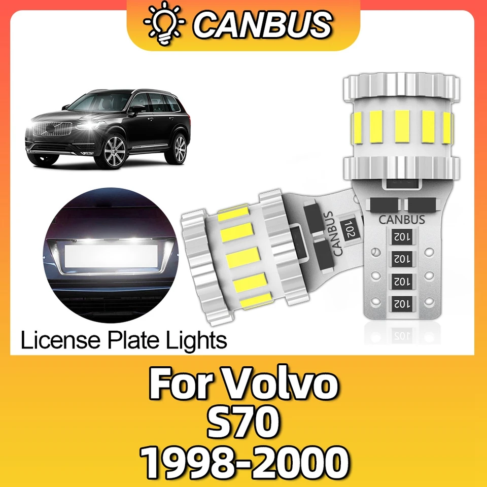 2pcs W5W T10 LED žiarovky Canbus 194 168 921 Vnútorná mapa automobilu DOME DOORE DOORNÉ SIGNATION SIGNALD LAMP pre Volvo S70 1998 1999 2000
