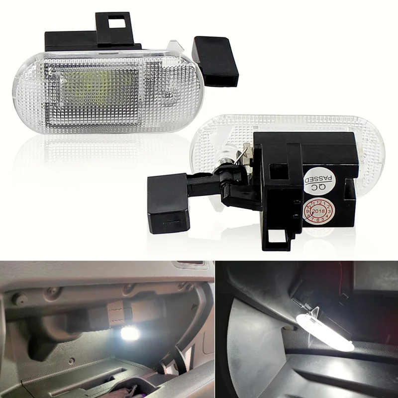 2PCS White LED Glove Box Light Modul pre Caddy Golf MK4 Variant Passat B5 B5.5 Touran pre Skoda Fabia Superb Yeti Žiadna chyba