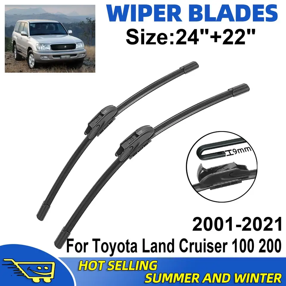2PCS Wiper Blades Set Kit pre Toyota Land Cruiser 100 200 2001-2021 Predné kefy na čelné sklo Černé sklo okien