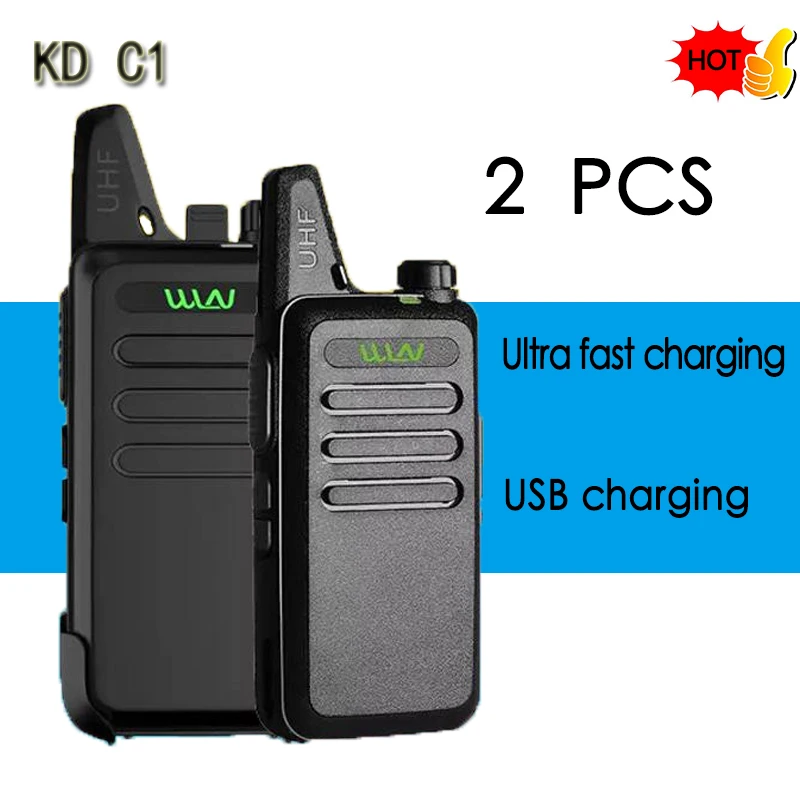 2pcs wln kd-c1mini Walkie prenosné rádio UHF 400-470 MHz 5W 1500 mAh so 16 kanálmi štíhly amatérsky ručný vysielač