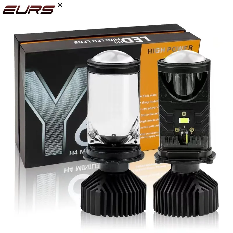 2pcs y6 H4 6000K LED projektor Mini objektív svetlomet žiarovka Konverzia vysoký nízky lúč Turbo ventilátor auta H4 LED svetlomet LHD Auto lampa LHD