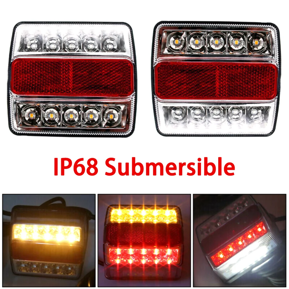 2pcs zadné LED ponorné prívesné prívesné chvostové svetlá súprava lode Marker Truck Waterproof Universal 12V 15LED Camppers Trailer Taillights