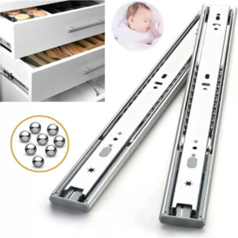 2pcs Zásuvka z nehrdzavejúcej ocele Runners High Duty Soft Draw Draw Slideway Ball Lese 30 cm-50cm