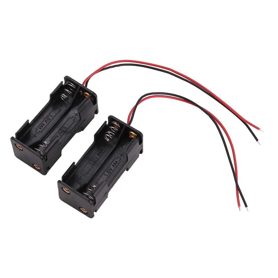 2pcs čierne 2-vrstvy 4 x 1,5 V AAA držiak na batériu Pase Box W vodiči vodičmi
