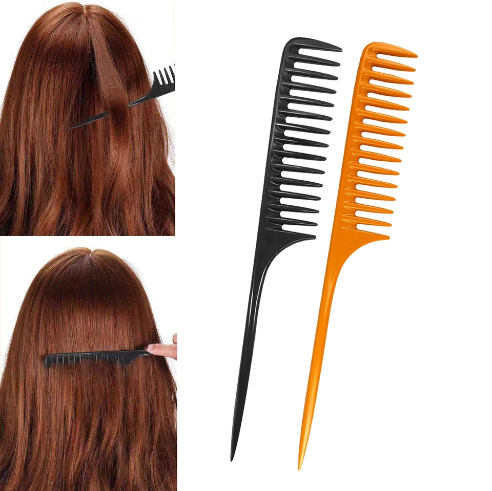 2pcs široké zubné potkany chvostové hrebeňové hrebeňový styling hrebeň pre ženy proti statické kaderníctvo Salon Profesionálne použitie