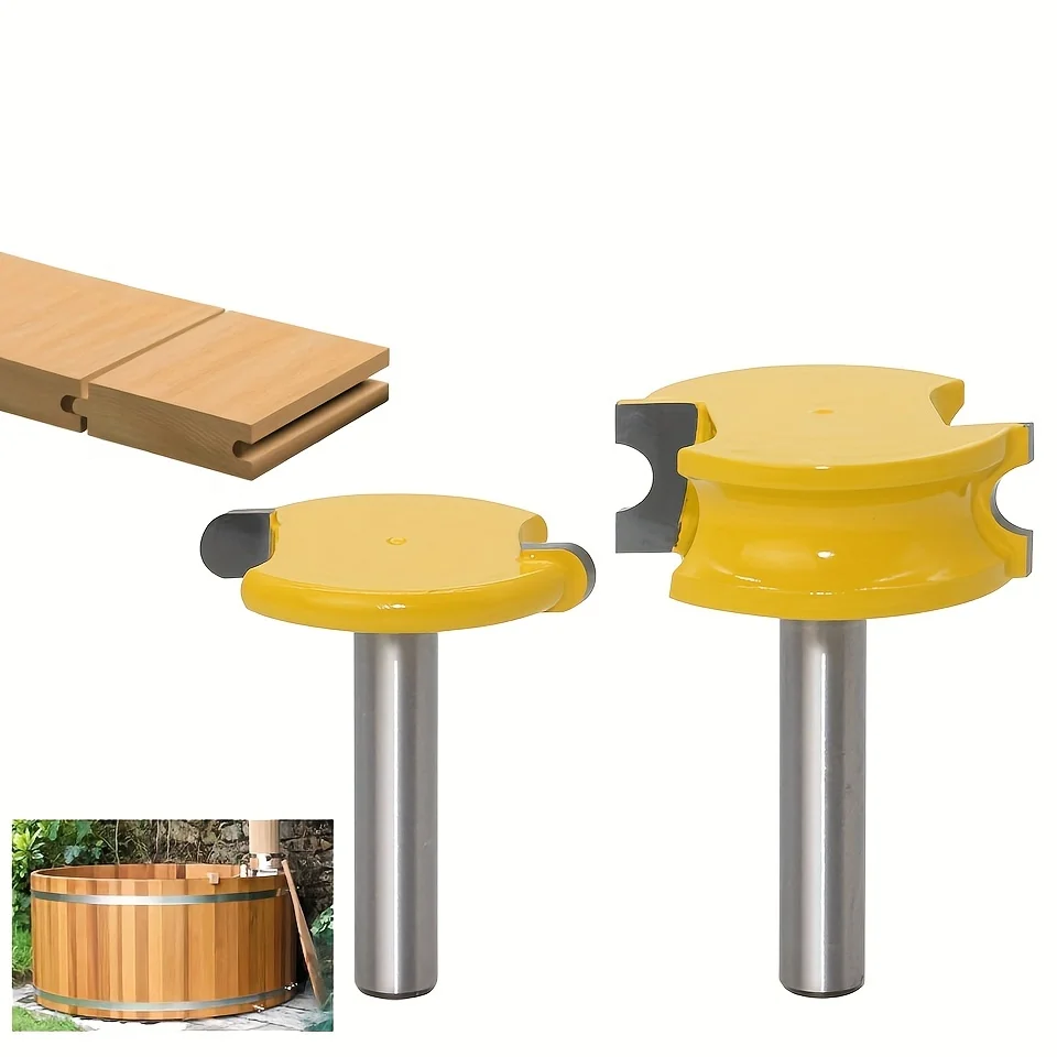 2pcs ， 8 mm driek T -slot jazyk a drážkový smerovač bit - Cutter podlahovej firmy pre zostavu panela, orezávanie dreva a rezanie okrajov a rezbárstvo