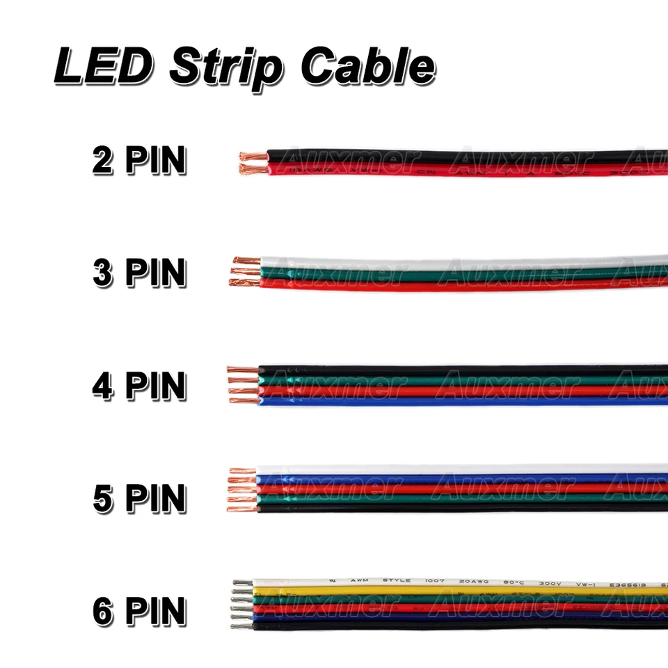 2pin 3pin 4pin 5pin 6pin LED kábel 20awg 18awg 16awg Elektrický drôt pre biele RGB RGBW RGBWW WS2812B WS2813 LED pásma LED svetlo 10M