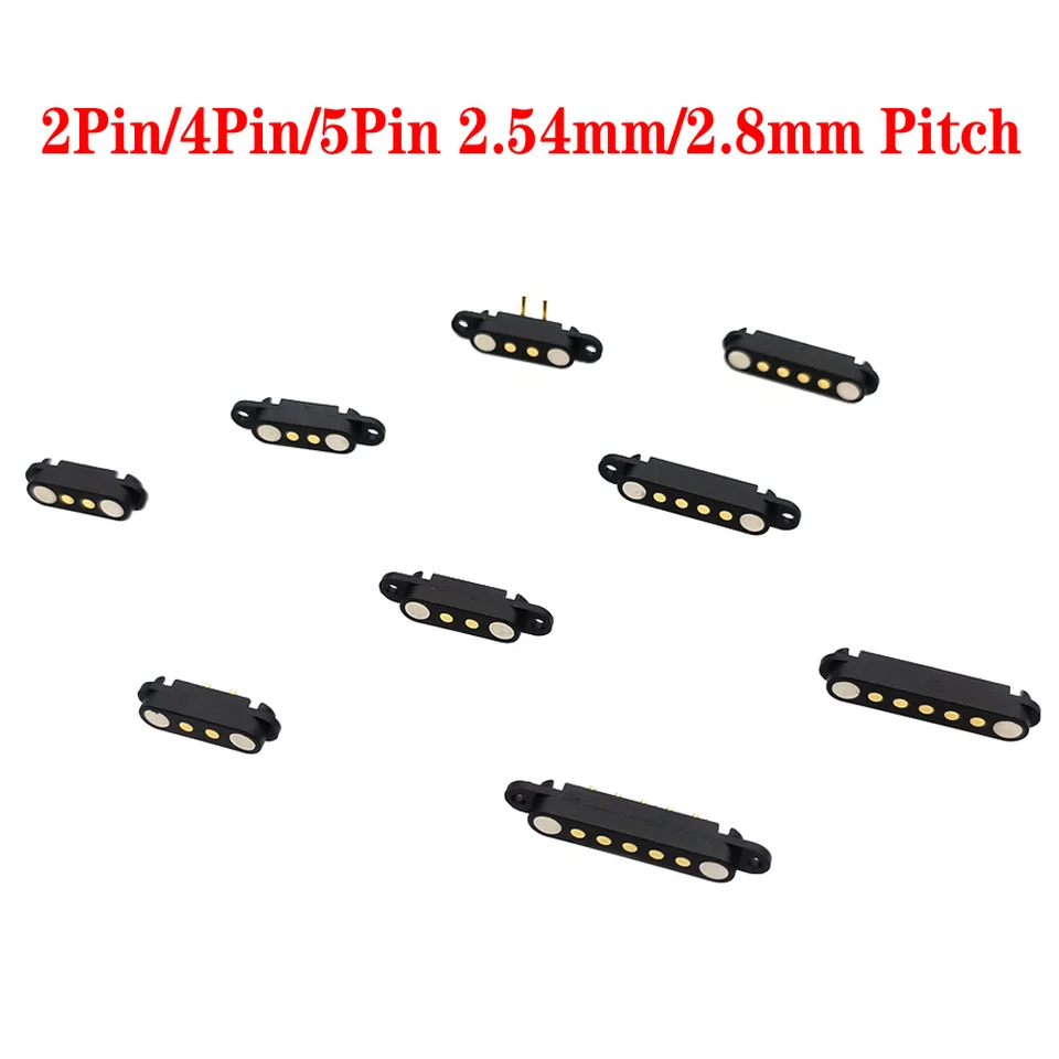 2pin 4pin 5pin pogopin ženský magnetický pogo konektor PIN 2,54 mm 2,8 mm pružina naložená na dc magnetovú konektorovú zásuvku