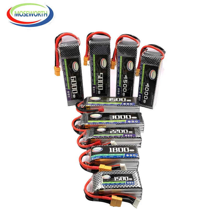 2S 3S 4S 6S RC Lipo batéria 7,4V 11,1V 14,8V 22,2V 1500 2200 3500 4200 5200 6000MAH 60C Lipo RC Lietadlo automobil