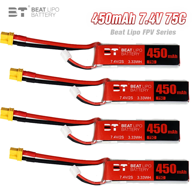 2S 7,4V 450 mAh 75c LiP batérie pre RC QuadCopter vrtuľník FPV Racing Drone Drone Suver Parts 7.4V Nabíjateľná batéria s XT30