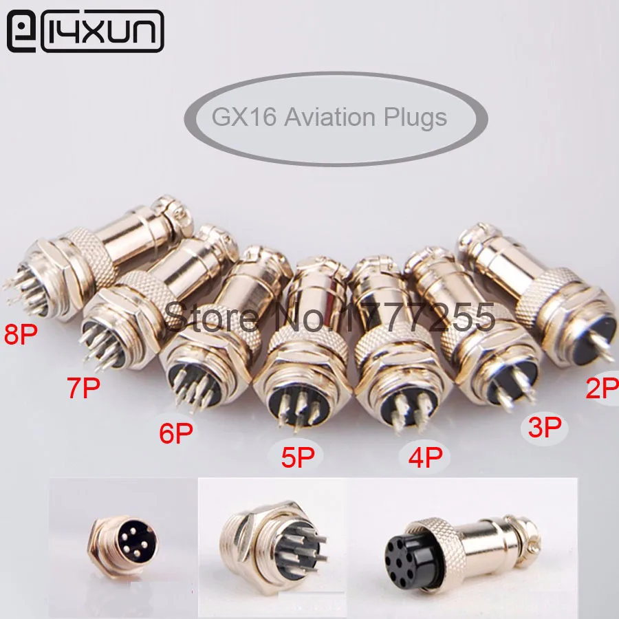 2sety 16 mm GX16 Aviation zástrčky 2p 3p 4p 5p 6p 7p 8p 9p 10p mužské ženské drôtové pluhy Par panelové zástrčky konektor konektora adaptéra