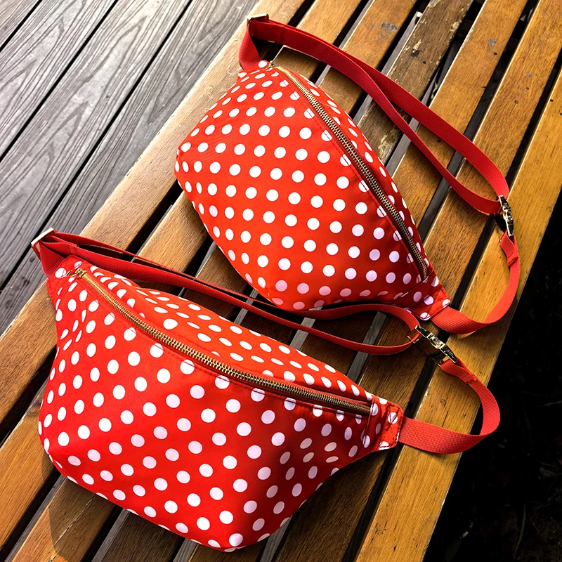 2Size Nylon Polka Dot Fanny Bag Outdoor Pase Pack Pack Balenie Vodotesná taška pre fitness telocvičň