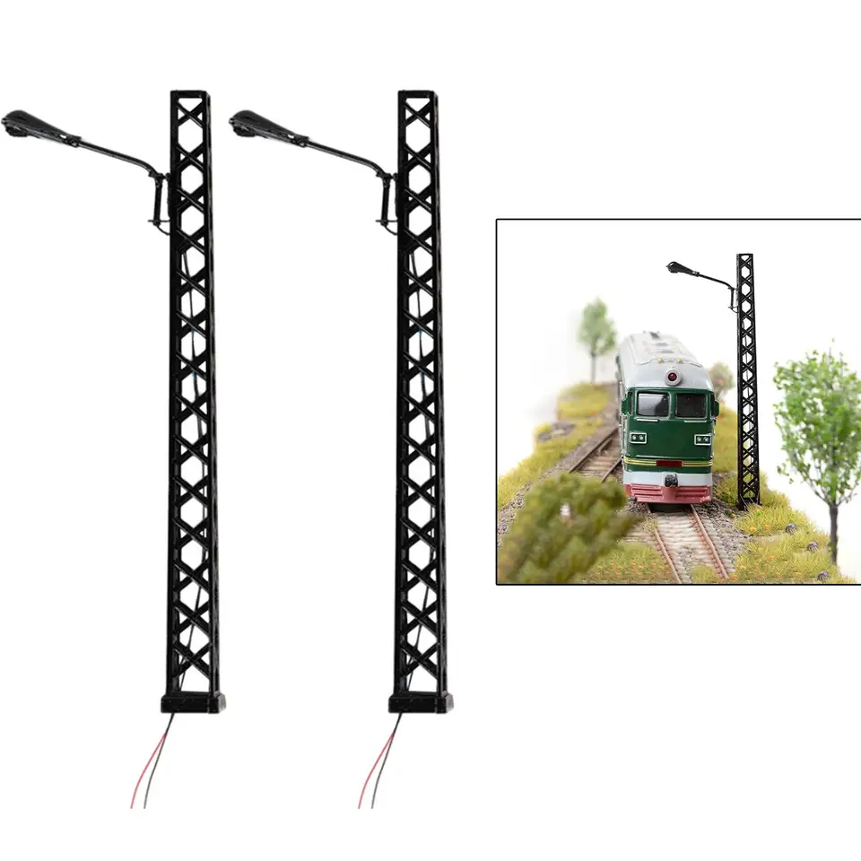 2x 1:87 Stupnica mriežky Mast Light Dekorative Building Model Model Railroad