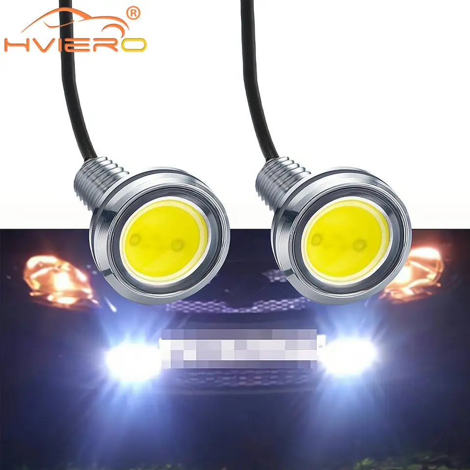 2x 23 mm augle eagle Eye Silver Shell DRL Denné svetlo hmlové hmlové LED LED 12V Zálohovanie Reverzné parkovacie signály