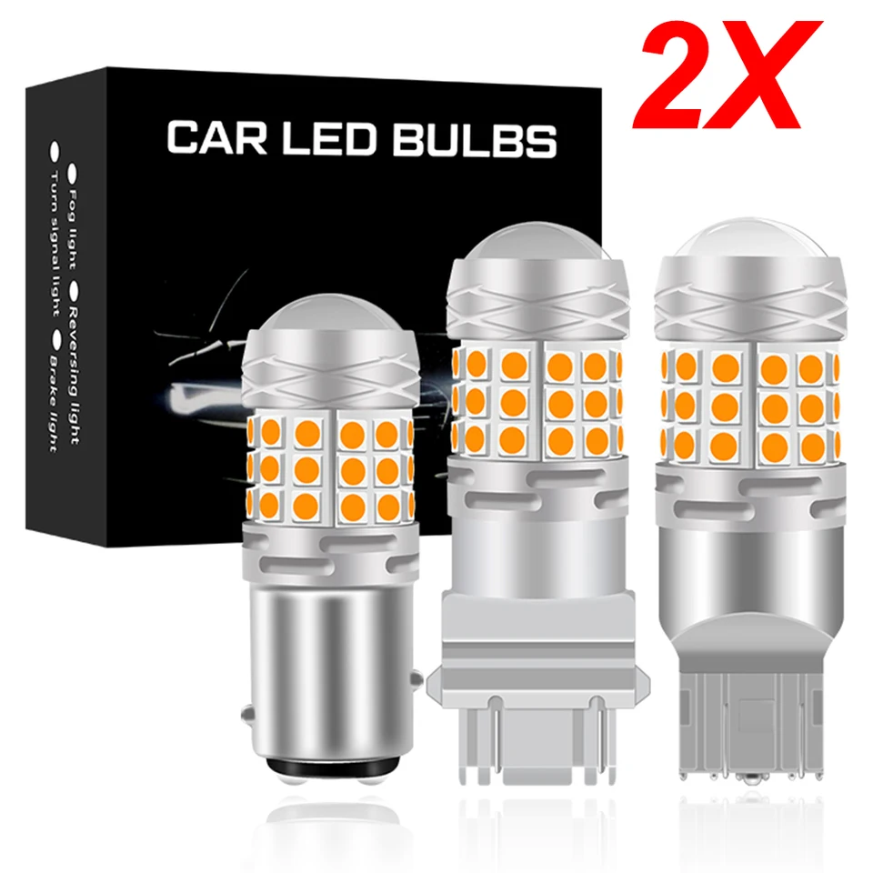 2x CANBUS LED 1156 7440 3156 3157 7443 P21W BA15S PY21W BAU15S BAY15D P21/5W W21W WY21W W21/5W T20 T25 TOWN SIGNALS Lights Lights Amber Amber