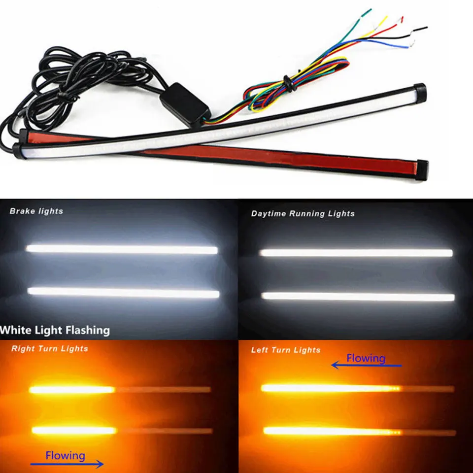 2x Flexibilné prepínacie LED rytierske jazdec Rider Svetlo Svetlo pre sekvenčné blikač DRL Flowing DRL DRL