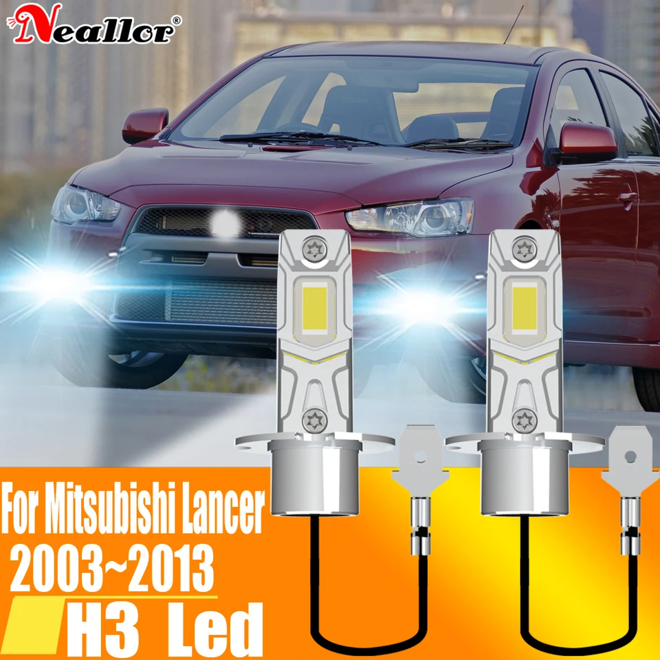 2x H3 LED hmlové svetlo Canbus žiarovka Svetlomet High -Power Automatic Dióda Running Lamp 12 V 55 W pre Mitsubishi Lancer 2003 ~ 2010