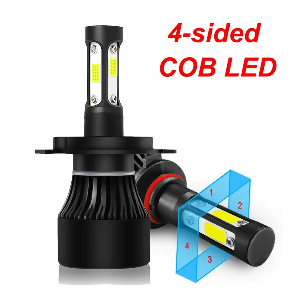 2x H4 H7 H11 H8 H9 H13 HB3 9005 HB4 9006 9004 9007 4 strany COB LED žiarovka Svetlomet Automatické svetlomet Automatické svetlo svetla 12V 6000K biela