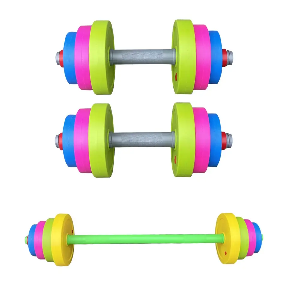2x Kids činky set cviky fitness činko a ramená výcviku s viacúčelovou powerliftingom skorý vývoj pre domácu telocvičňu